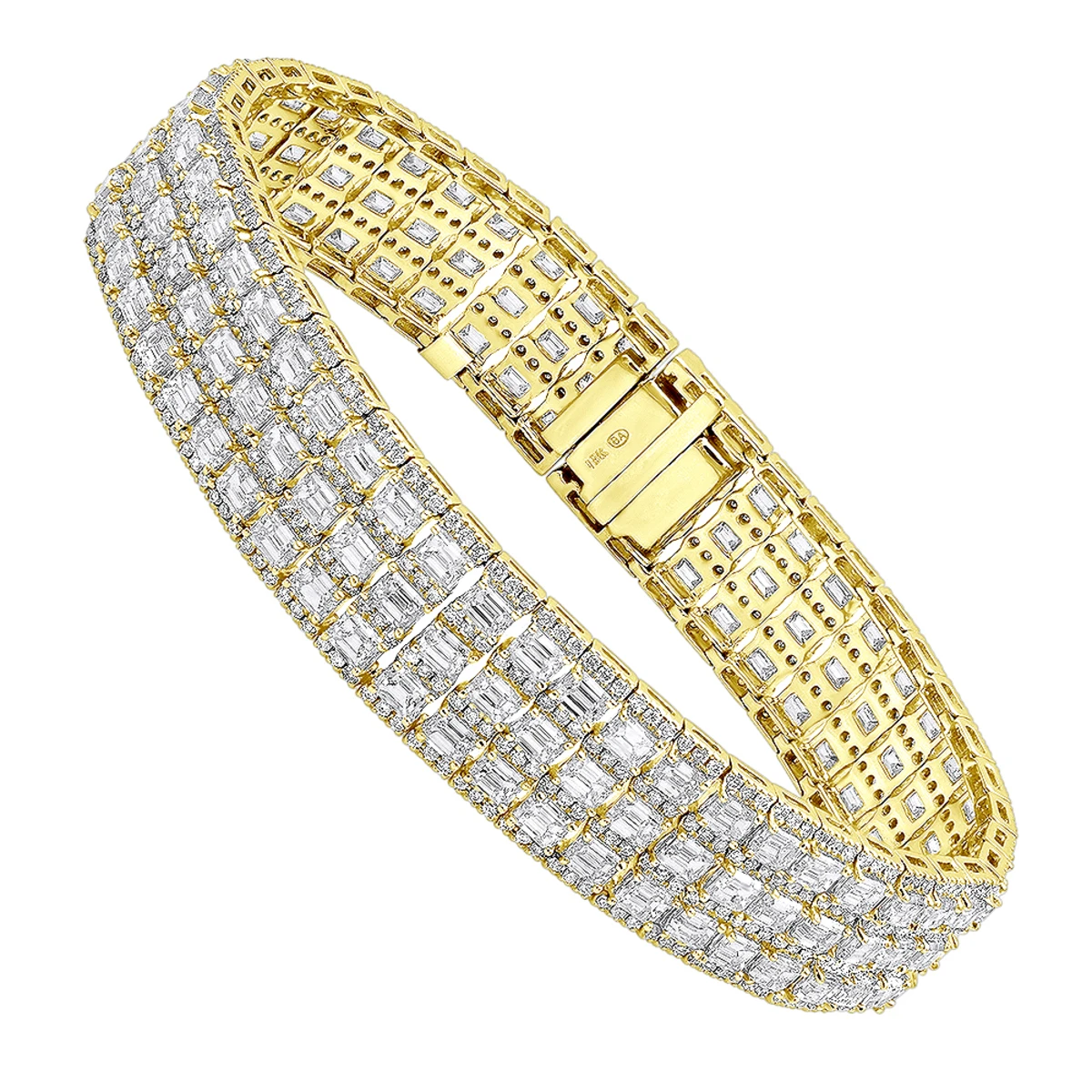 Unique 18K White Gold Round & Baguette Diamond Tennis Bracelet For Men & Women - Image 2