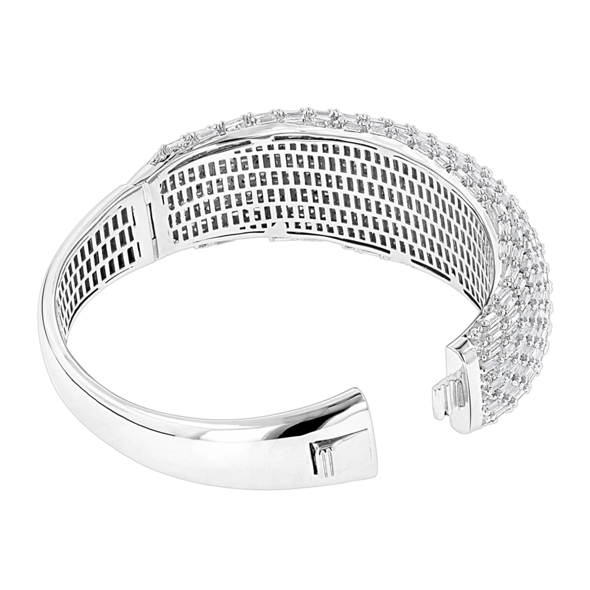 Unique Designer Diamond Bangle Bracelet For Women 12ct 14K White Gold - Image 4