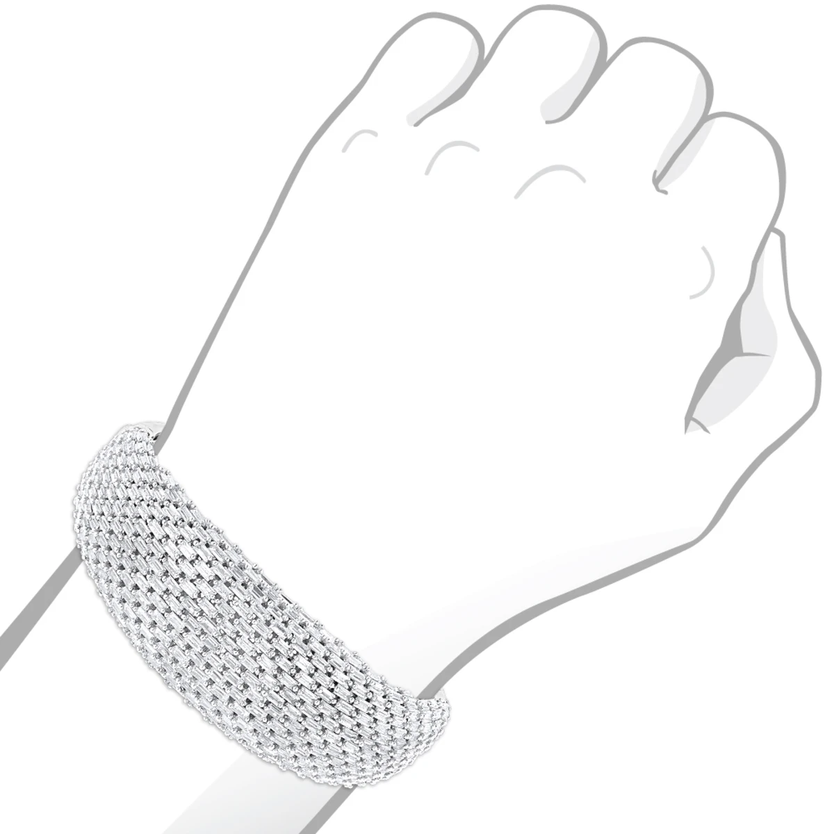 Unique Designer Diamond Bangle Bracelet For Women 12ct 14K White Gold - Image 5