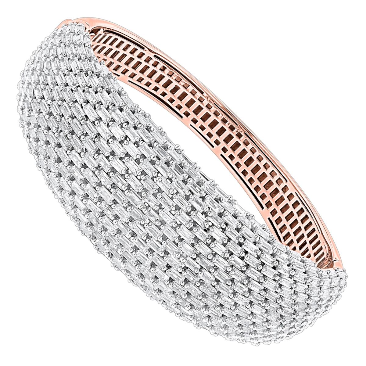 Unique Designer Diamond Bangle Bracelet For Women 12ct 14K White Gold - Image 3