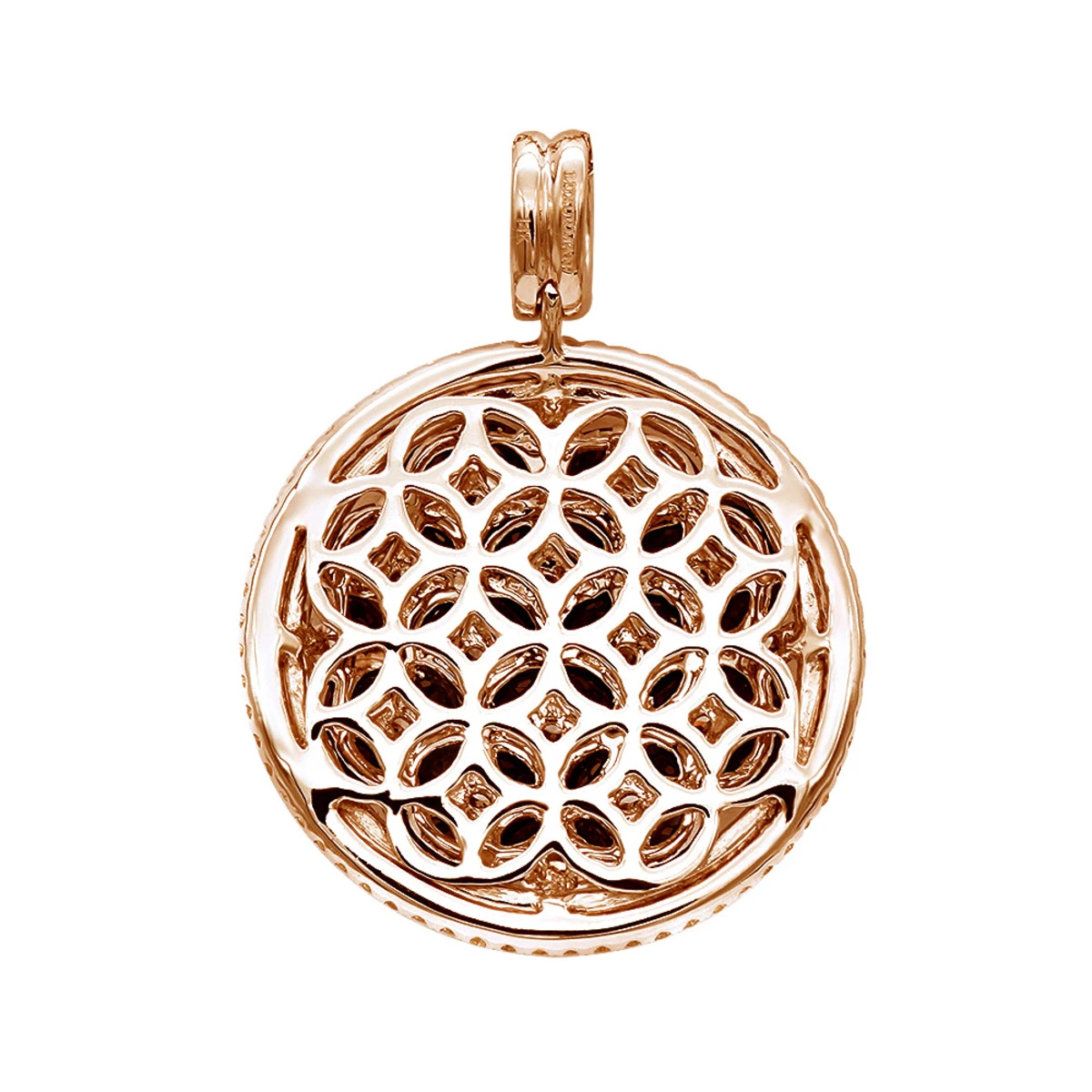 Unique Halo Ruby And Diamond Circle Pendant For Women 14K Rose Gold 4CT LUXURMAN - Image 4