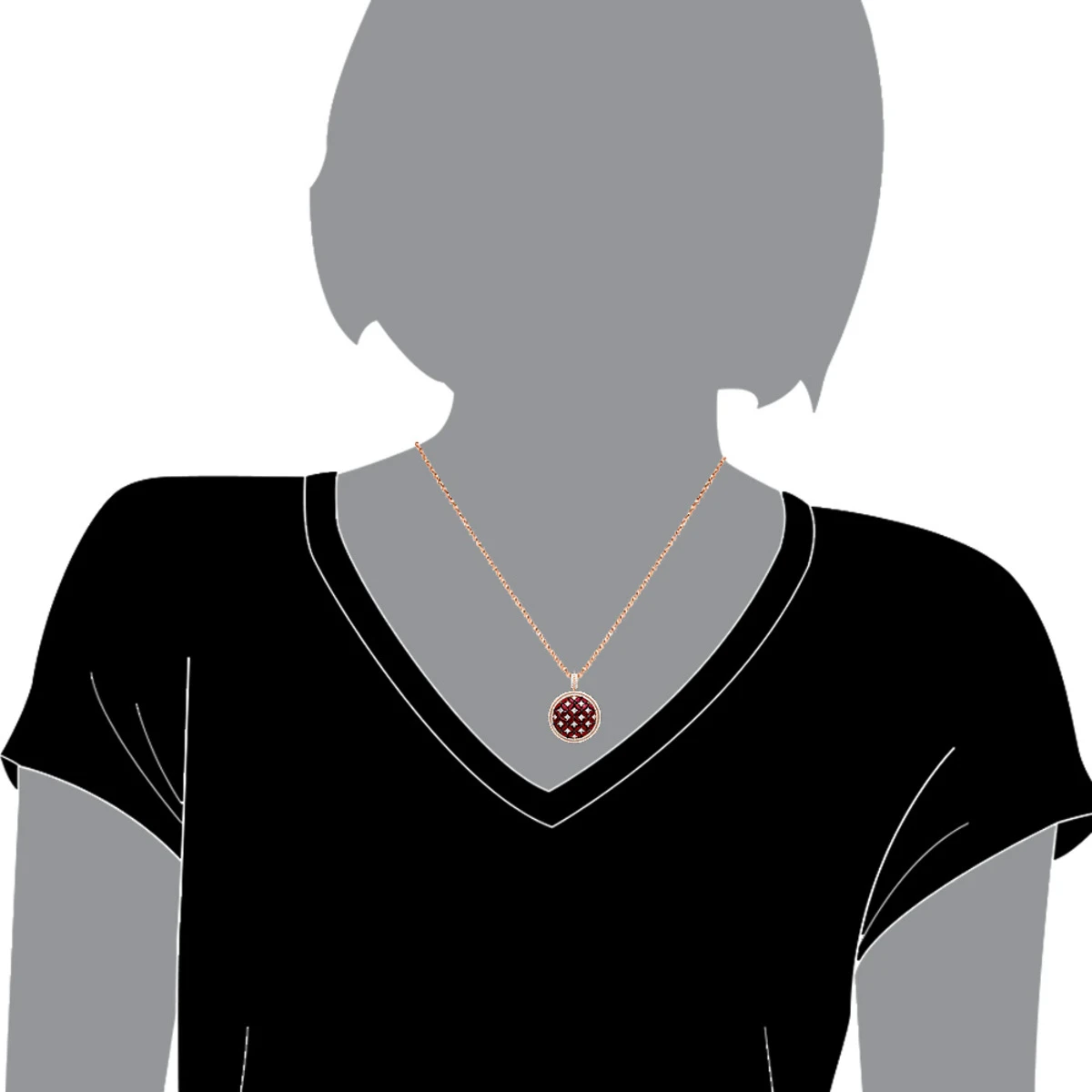 Unique Halo Ruby And Diamond Circle Pendant For Women 14K Rose Gold 4CT LUXURMAN - Image 5