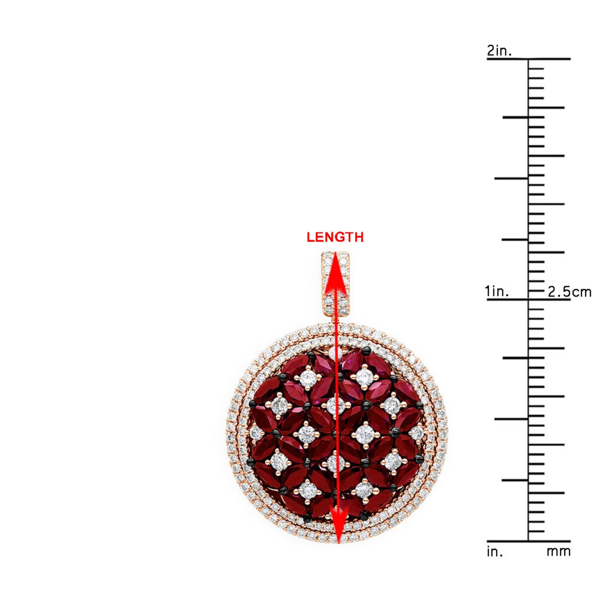 Unique Halo Ruby And Diamond Circle Pendant For Women 14K Rose Gold 4CT LUXURMAN - Image 6