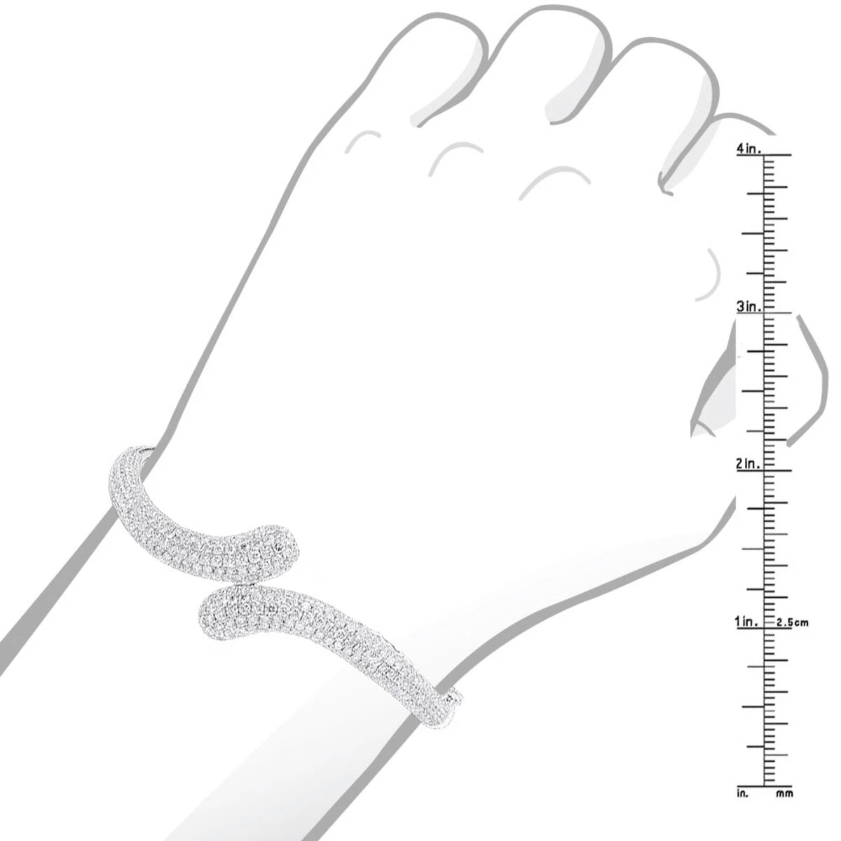 Women's Diamond Snakes Bangle Bracelet 18K White Gold By Joe Rodeo 6.44Ct - Image 7