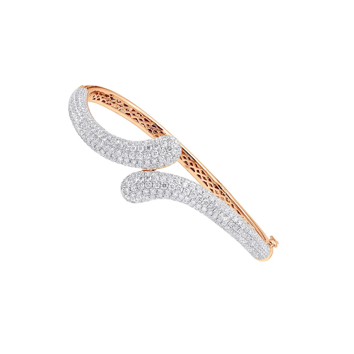 Women's Diamond Snakes Bangle Bracelet 18K White Gold By Joe Rodeo 6.44Ct - Image 3