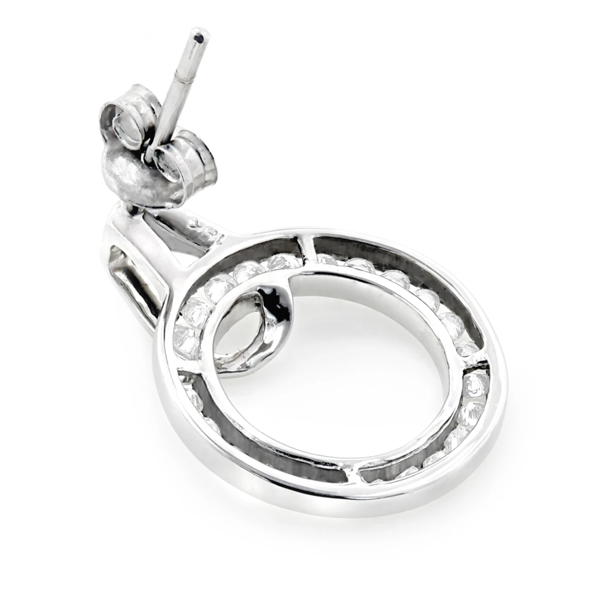 Ladies Diamond Circle Earrings 0.73ct 18K White Gold - Image 4