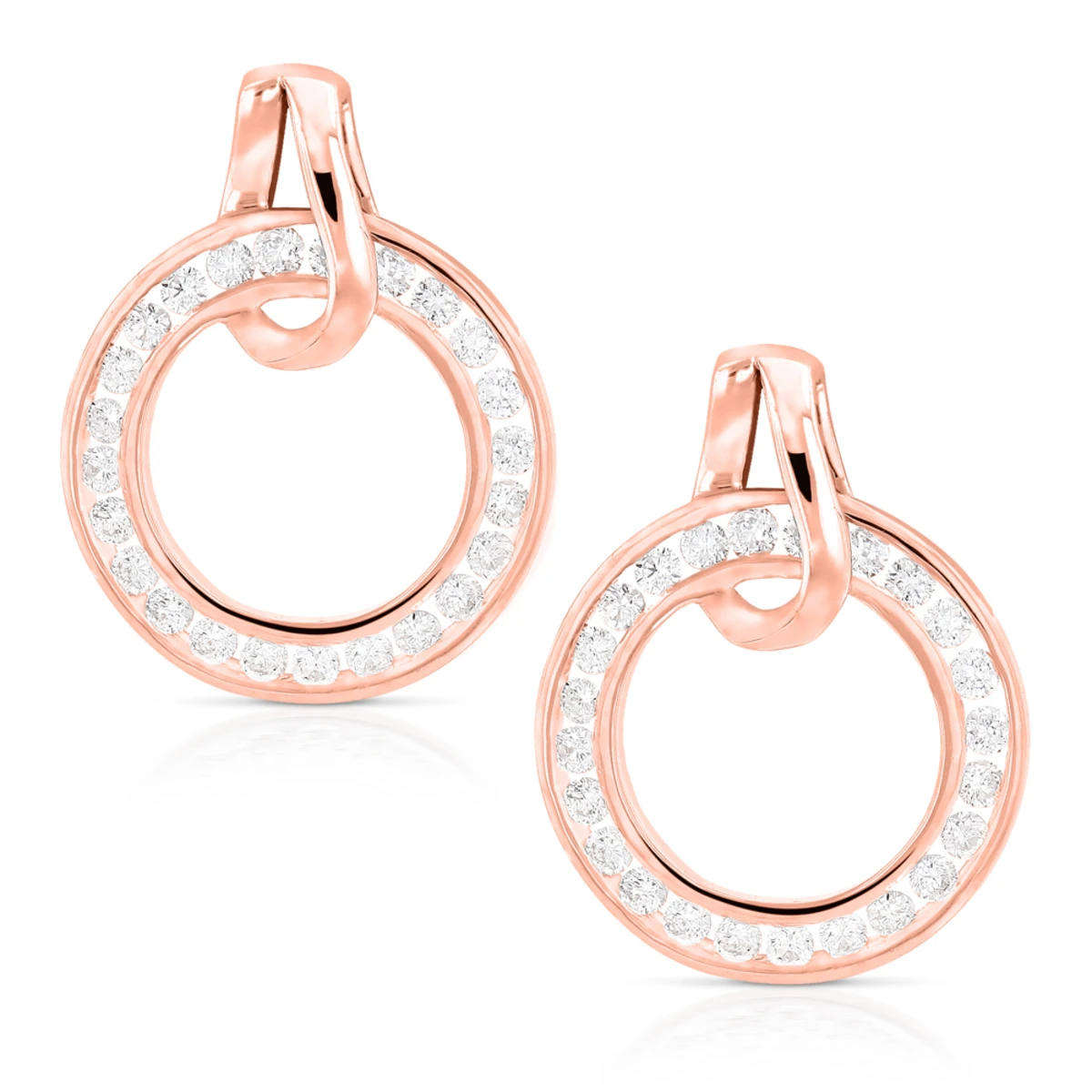 Ladies Diamond Circle Earrings 0.73ct 18K White Gold - Image 3