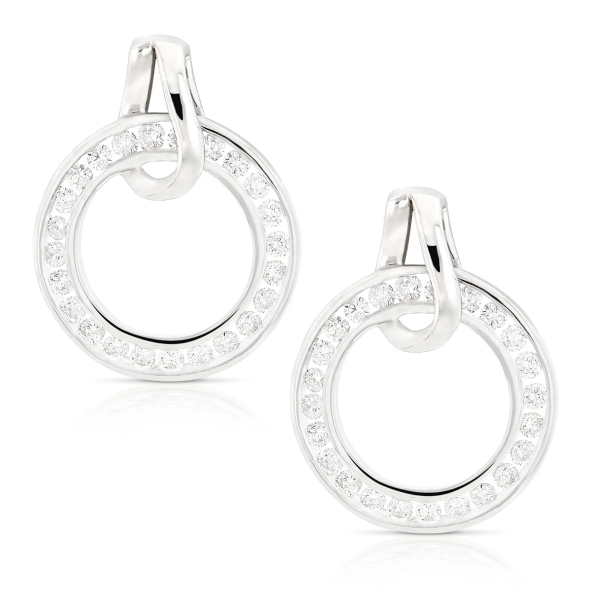 Ladies Diamond Circle Earrings 0.73ct 18K White Gold