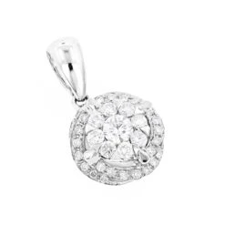 Luccello Designer Diamond Circle Pendant 0.42ct 18K White Gold