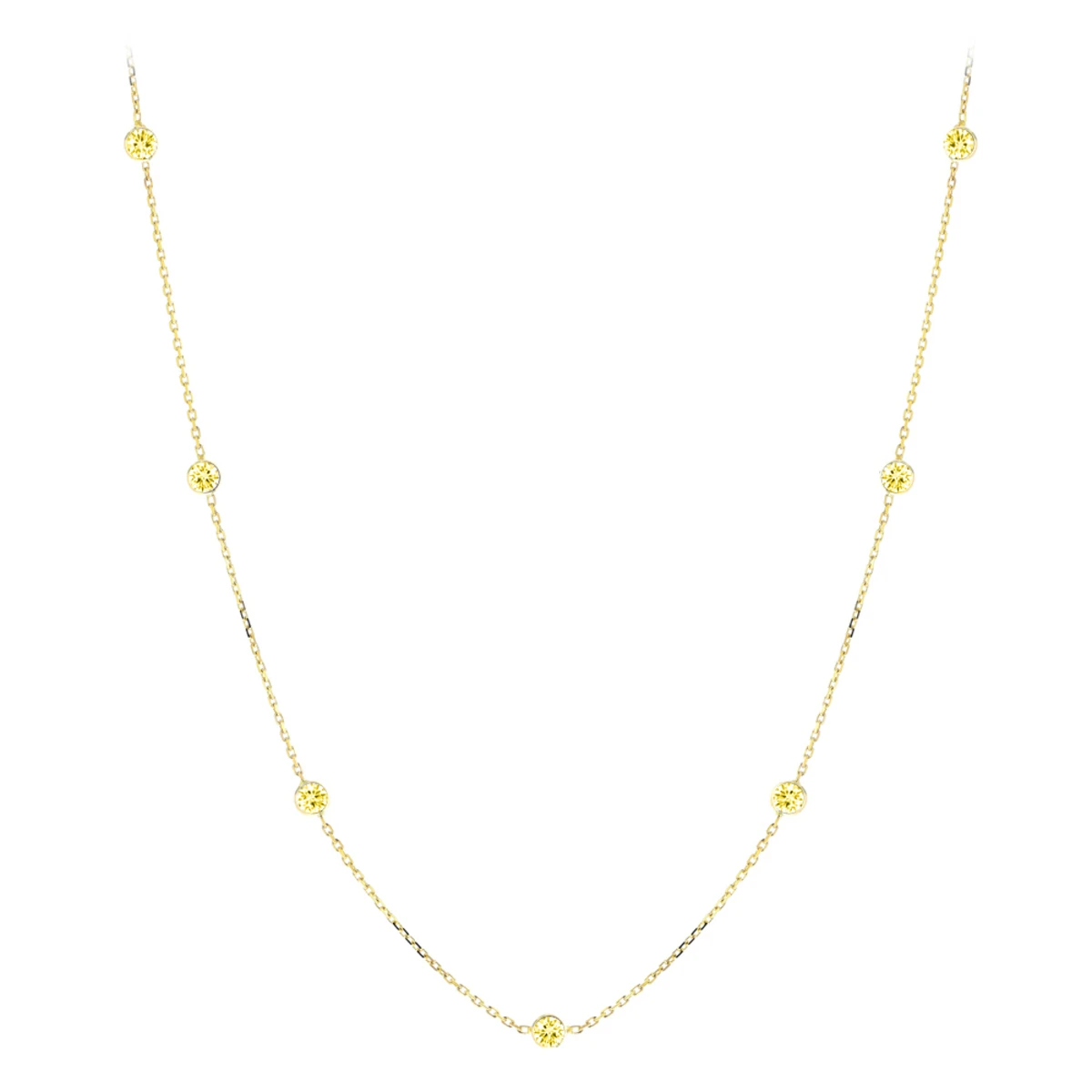 Luxurman 14K Yellow Gold Chain Necklace With Yellow Diamonds By The Yard 0.7ct