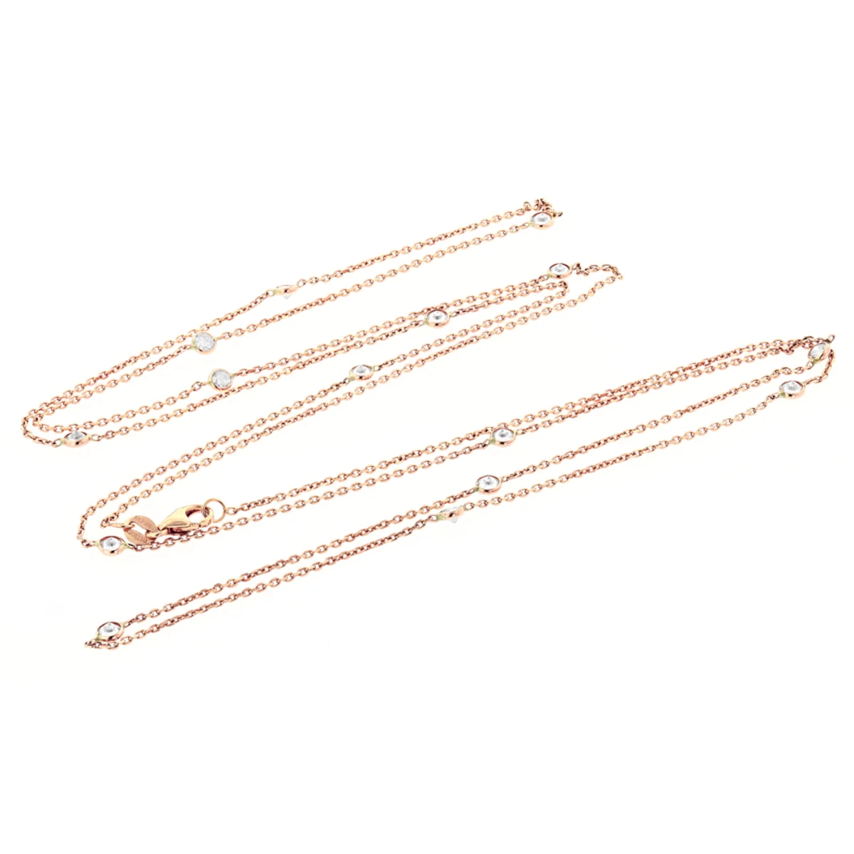 Luxurman 14K Rose Gold Chain With Diamonds By The Yard Necklace 1.5ct - Image 4