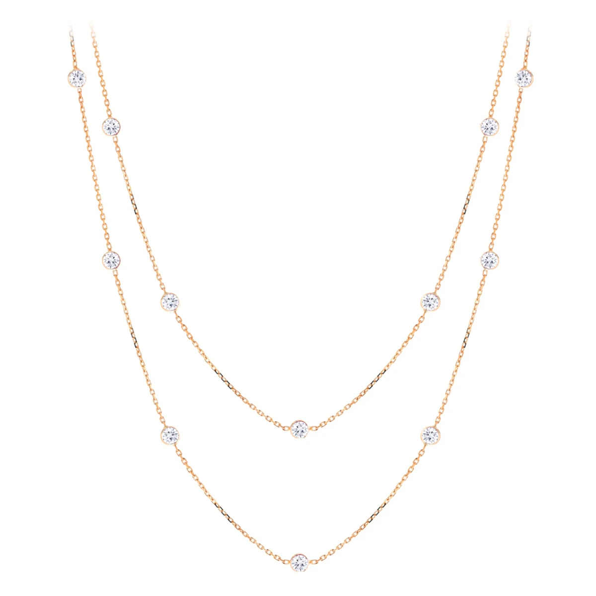 Luxurman 14K Rose Gold Chain With Diamonds By The Yard Necklace 1.5ct