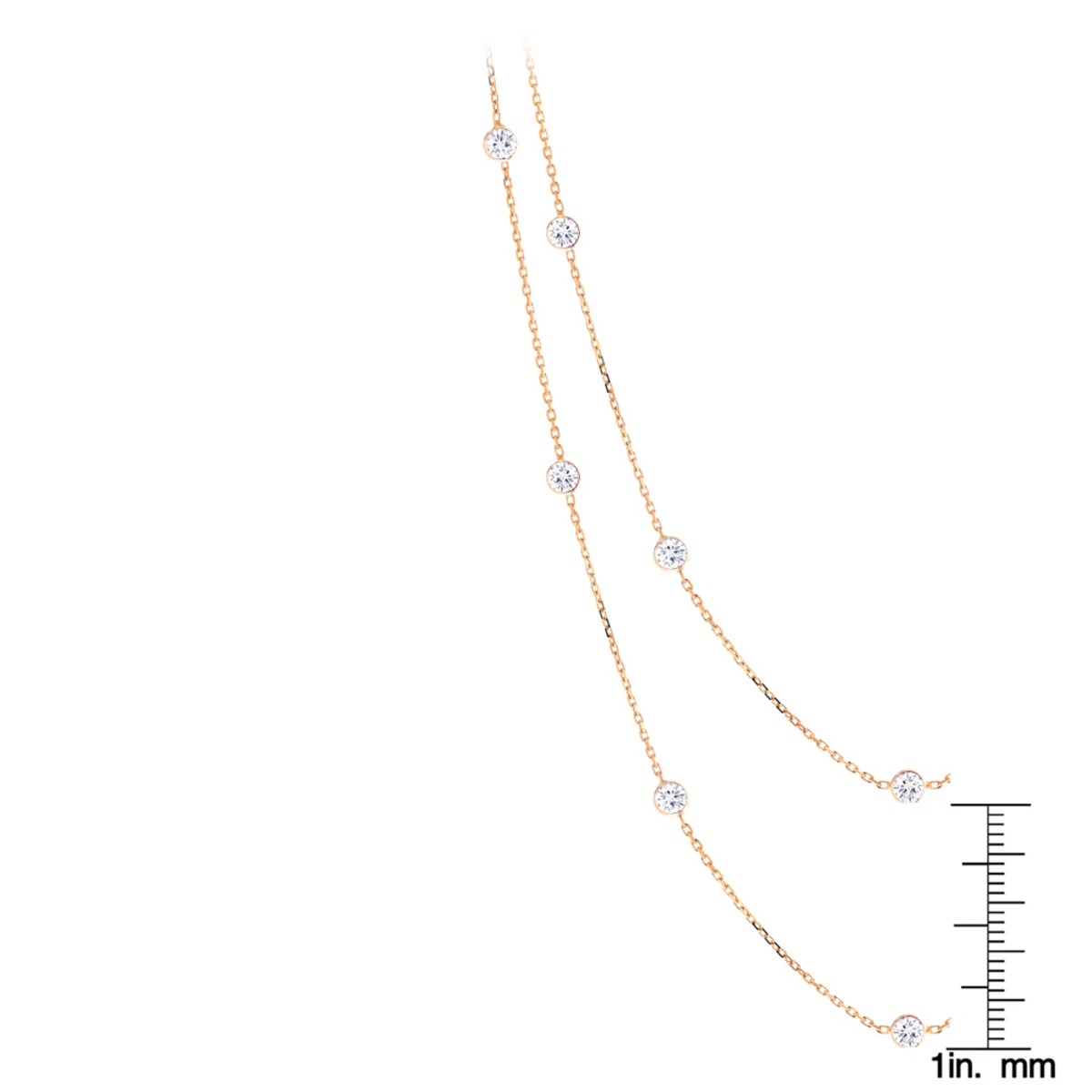 Luxurman 14K Rose Gold Chain With Diamonds By The Yard Necklace 1.5ct - Image 6