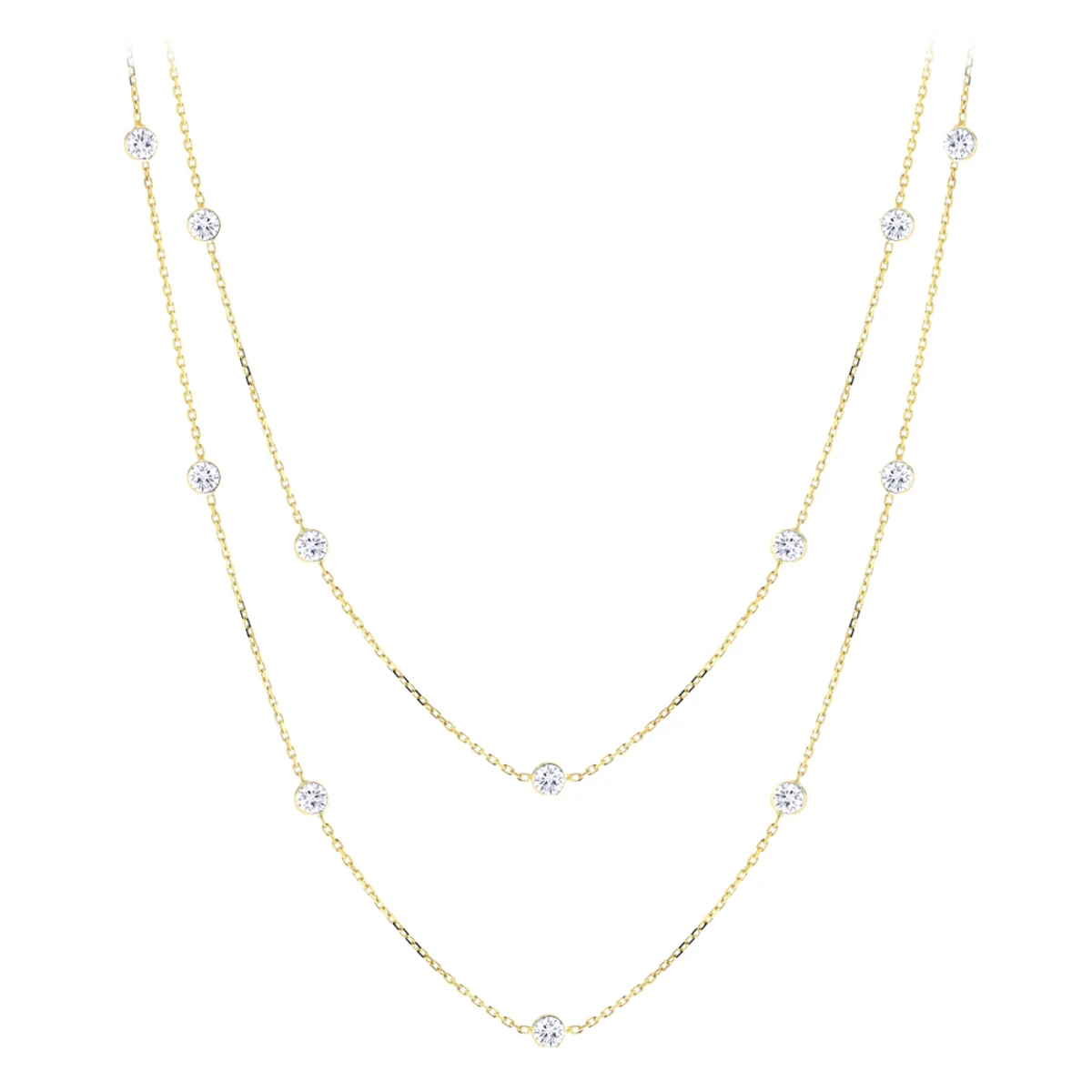 Luxurman 14K Rose Gold Chain With Diamonds By The Yard Necklace 1.5ct - Image 3