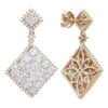 Luxurman Designer Square Diamond Drop Earrings For Women 4 Carat 14K Rose Gold