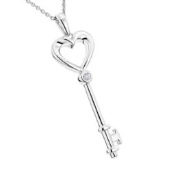 Luxurman Love Quotes Necklace Sterling Silver Diamond Key Pendant For Women
