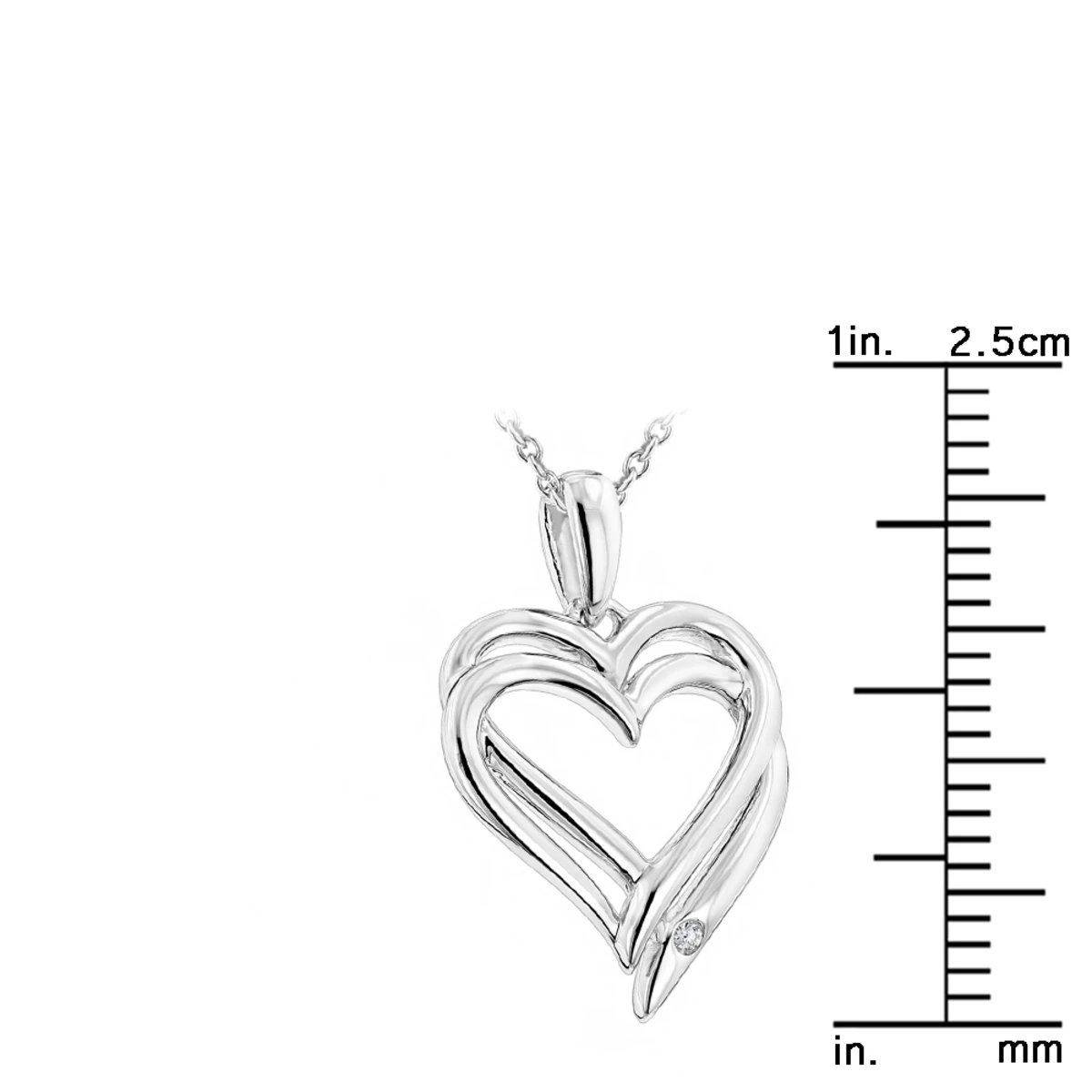 Luxurman Love Quotes Necklace Sterling Silver Double Hearts Diamond Pendant - Image 4