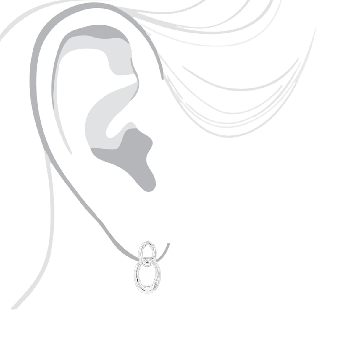Luxurman Love Quotes: Silver Interlocking Ovals Diamond Earrings For Women - Image 3