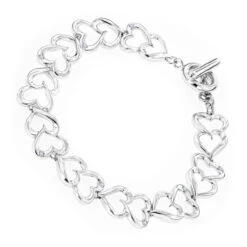 Luxurman Love Quotes: Sterling Silver Diamond Heart Bracelet For Women