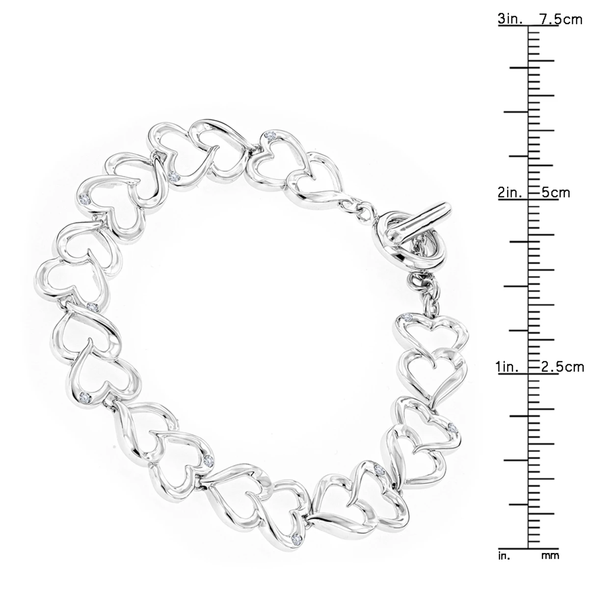 Luxurman Love Quotes: Sterling Silver Diamond Heart Bracelet For Women - Image 4