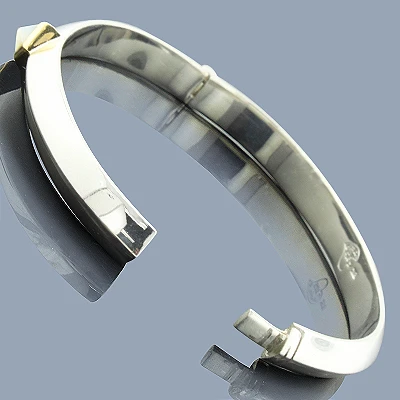 Mother Of Pearl 18K Sterling Silver Bangle Bracelet 1/4 In (7mm) - Image 2