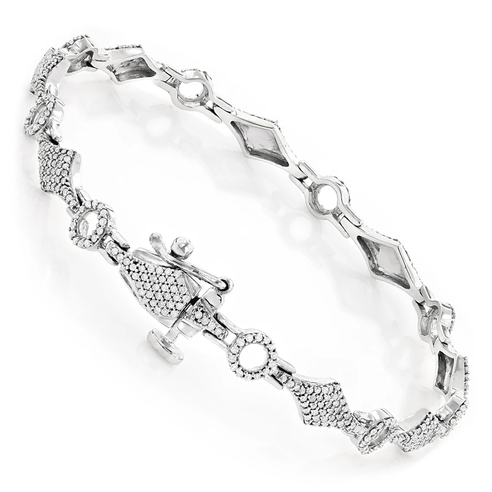Pave Bracelets 14K Gold Ladies Diamond Bracelet 1.1ct - Image 4