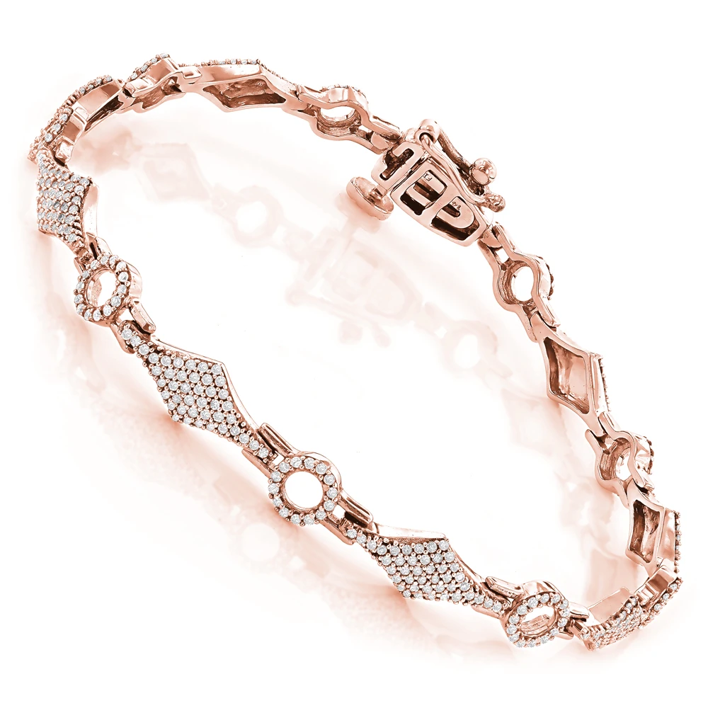 Pave Bracelets 14K Gold Ladies Diamond Bracelet 1.1ct - Image 3