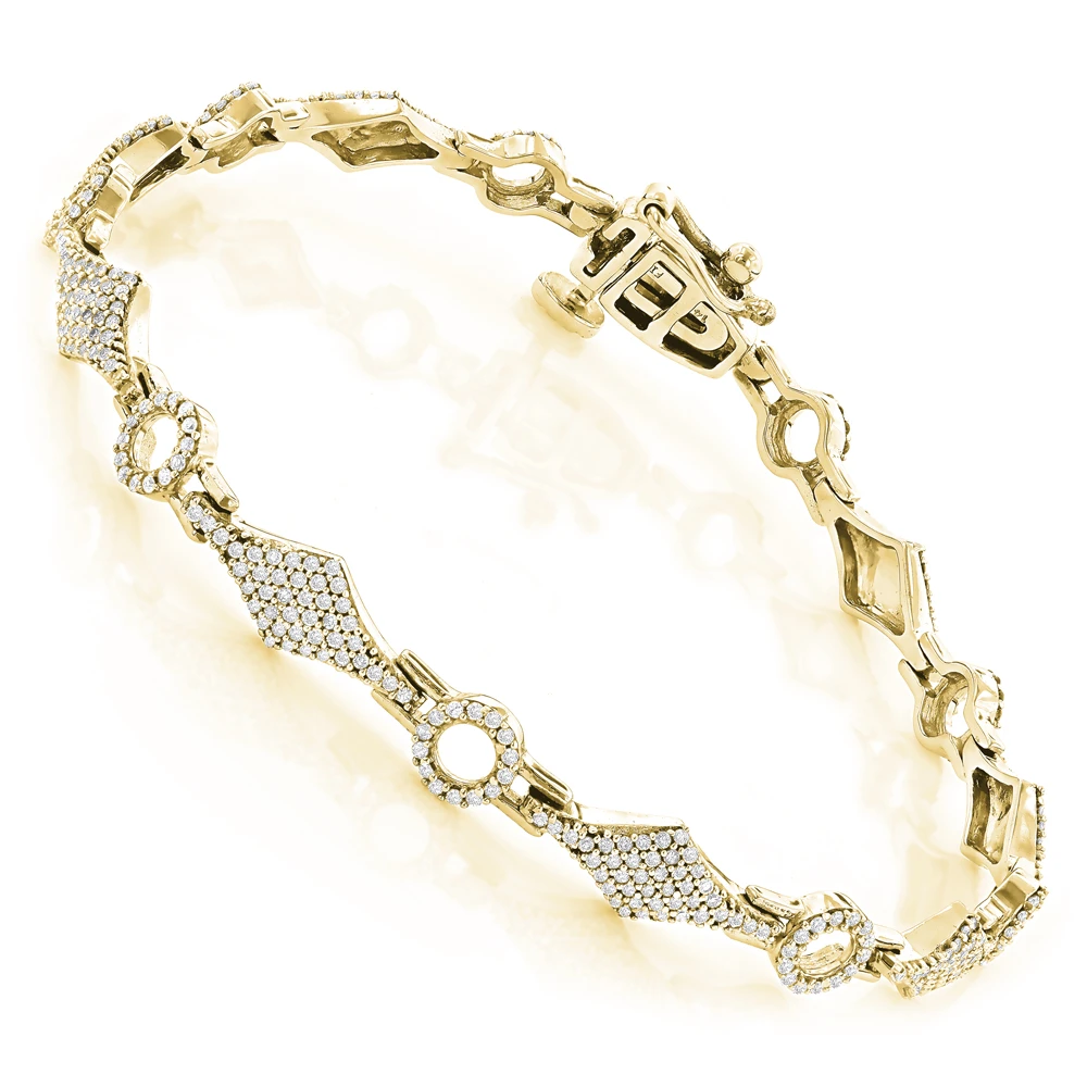 Pave Bracelets 14K Gold Ladies Diamond Bracelet 1.1ct - Image 2
