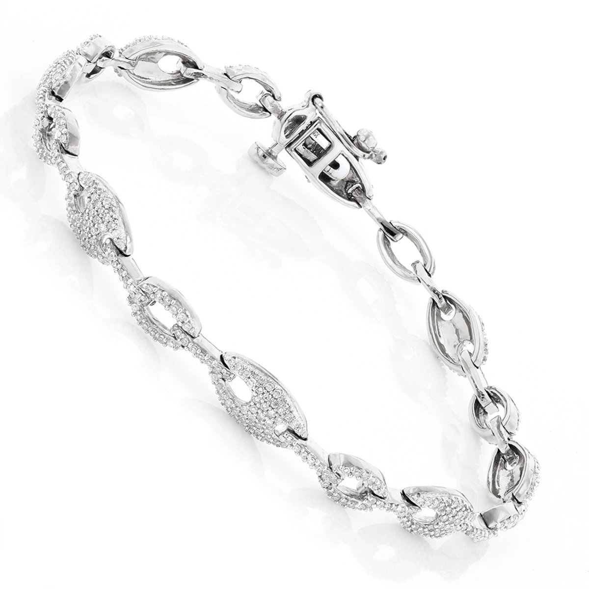 Pave 14K White Gold Ladies Diamond Bracelet 1.1ct