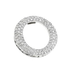Pave 14K White Gold Diamond Circle Pendant 0.4ct