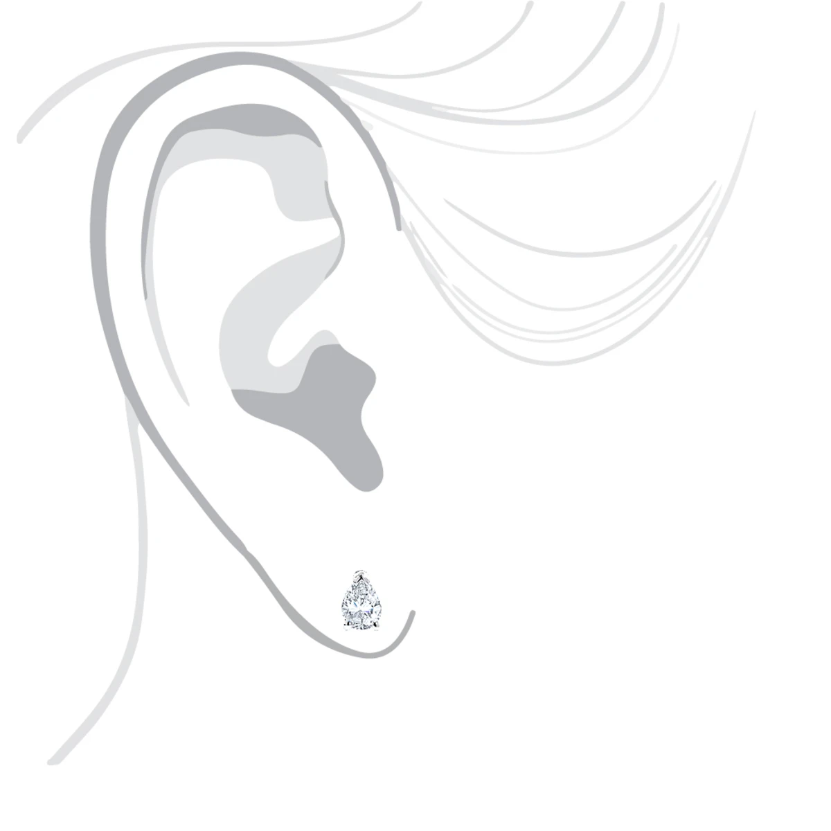 Pear Shape Diamond Stud Earrings 3/4 Carat 14K White Gold 3 Prong Setting - Image 5