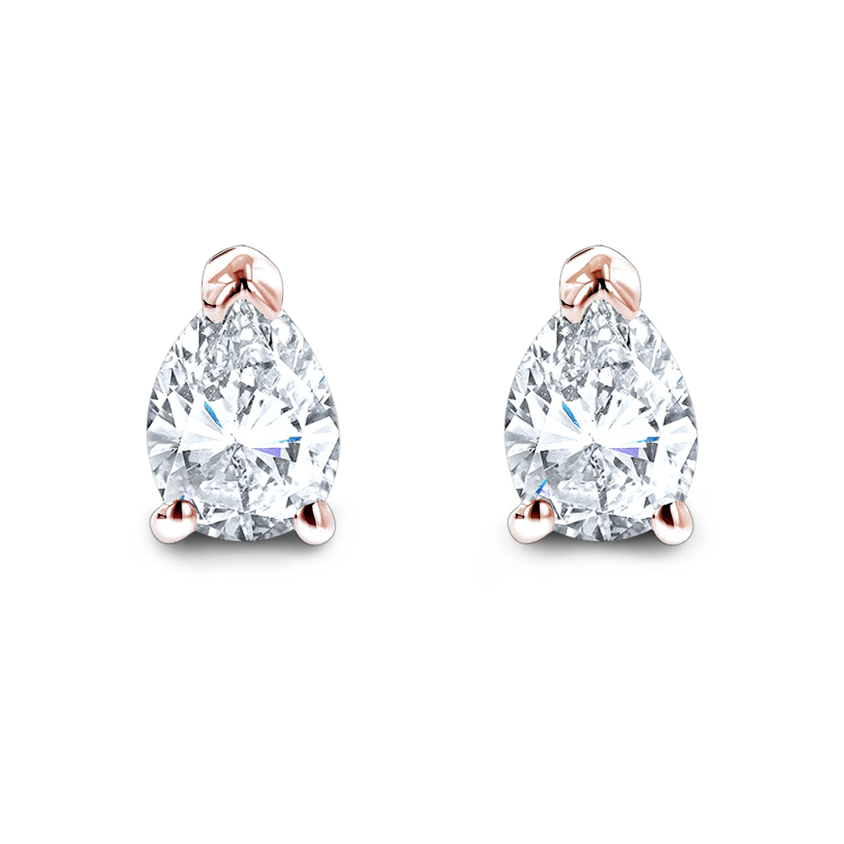Pear Shape Diamond Stud Earrings 3/4 Carat 14K White Gold 3 Prong Setting - Image 3