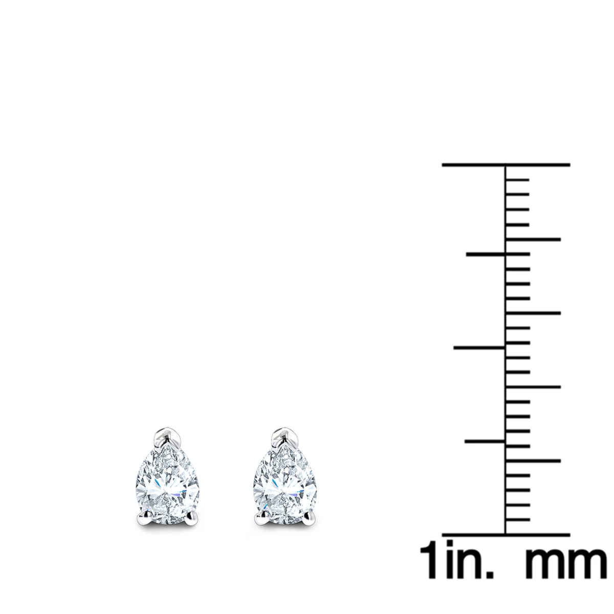 Pear Shape Diamond Stud Earrings 3/4 Carat 14K White Gold 3 Prong Setting - Image 6