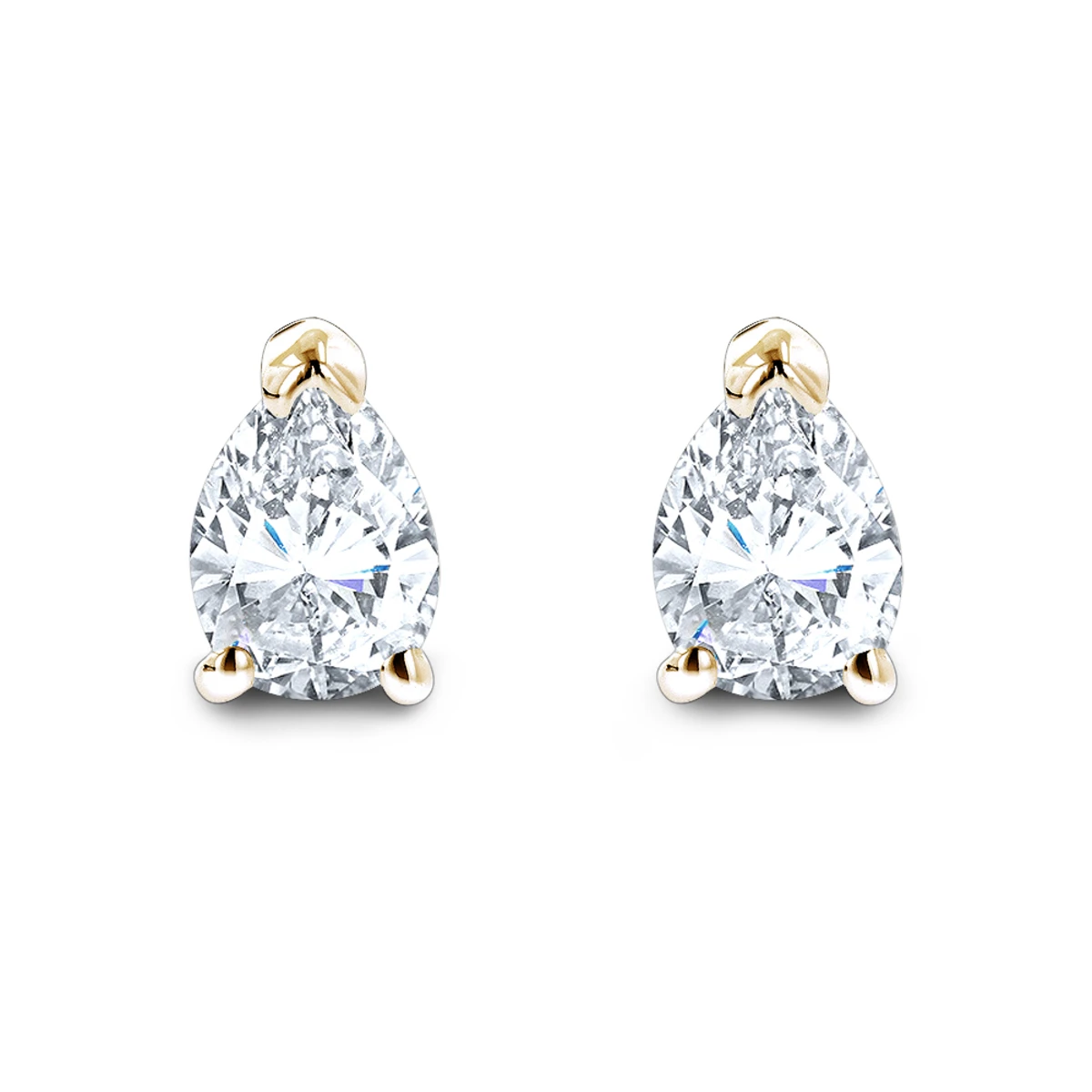 Pear Shape Diamond Stud Earrings 3/4 Carat 14K White Gold 3 Prong Setting - Image 2