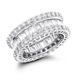 Platinum Diamond Eternity Band With Baguette And Round Diamonds 5.72ct