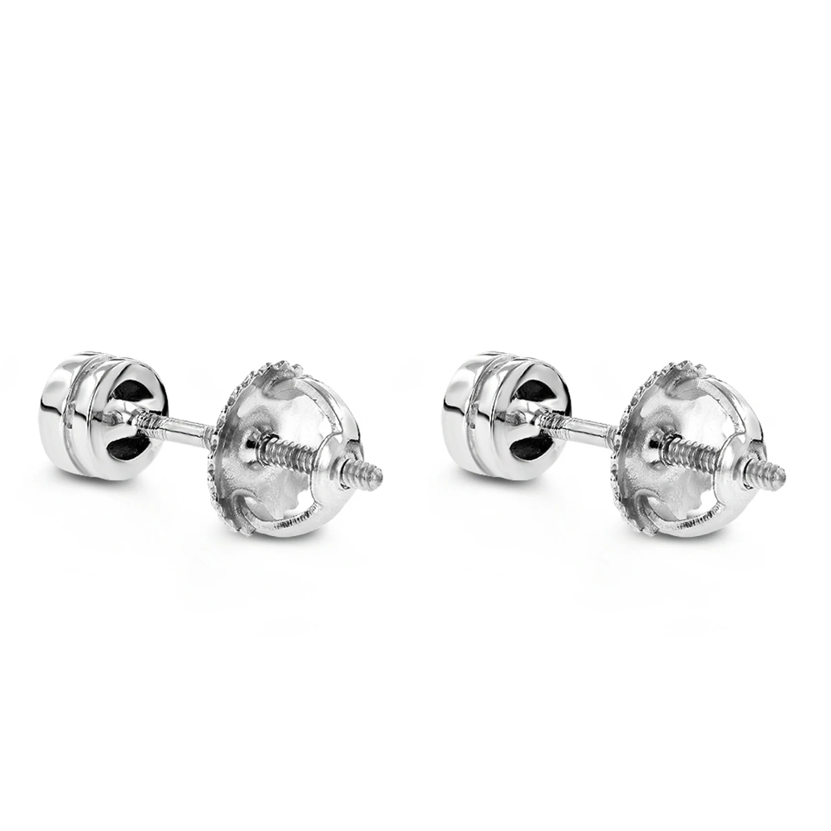 Platinum Round Diamond Bezel Earrings Studs 0.33ct - Image 2