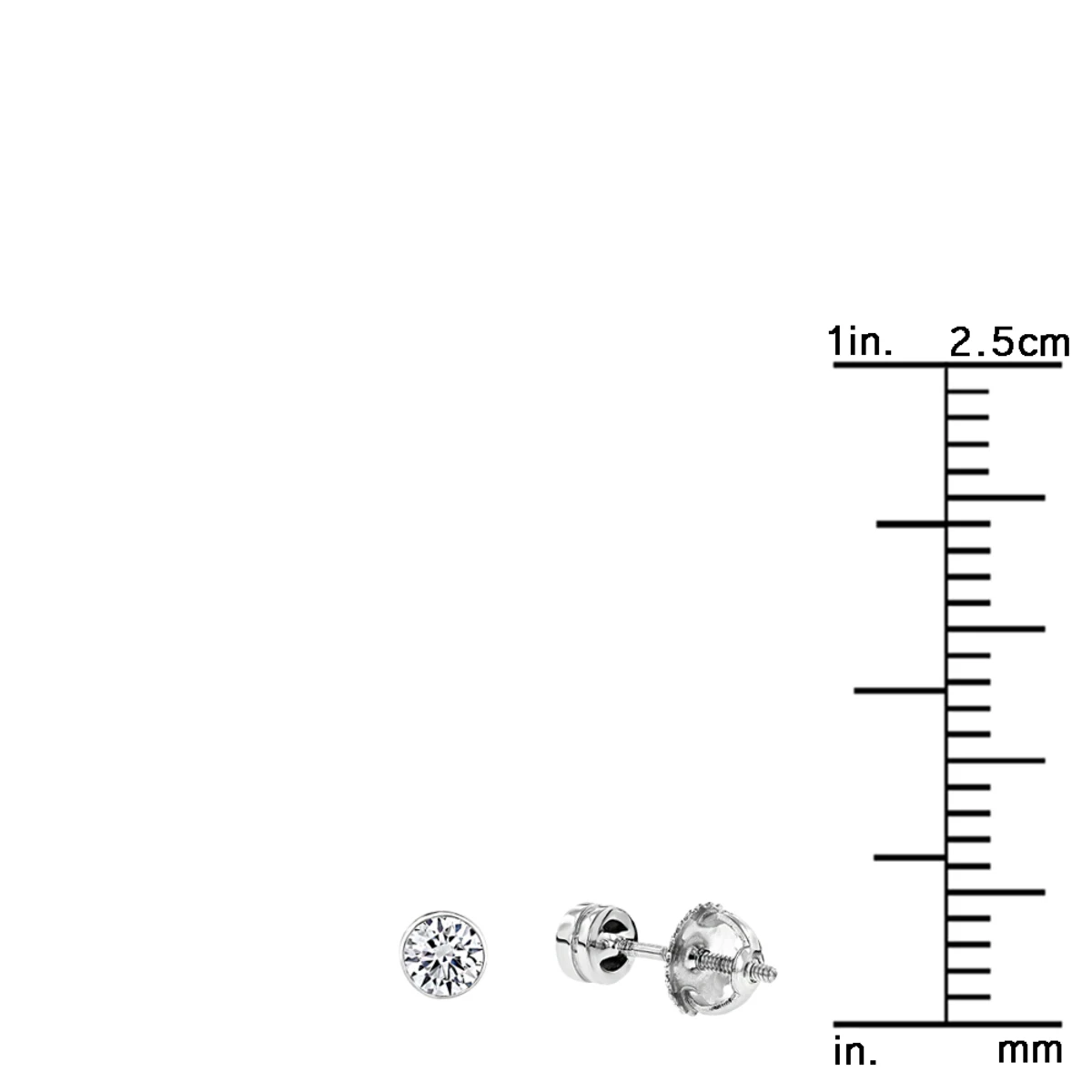 Platinum Round Diamond Bezel Earrings Studs 0.33ct - Image 4