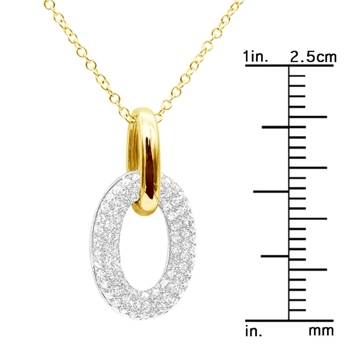 14K White Gold Pave Diamond Oval Pendant Necklace For Women 0.5 Carat - Image 8