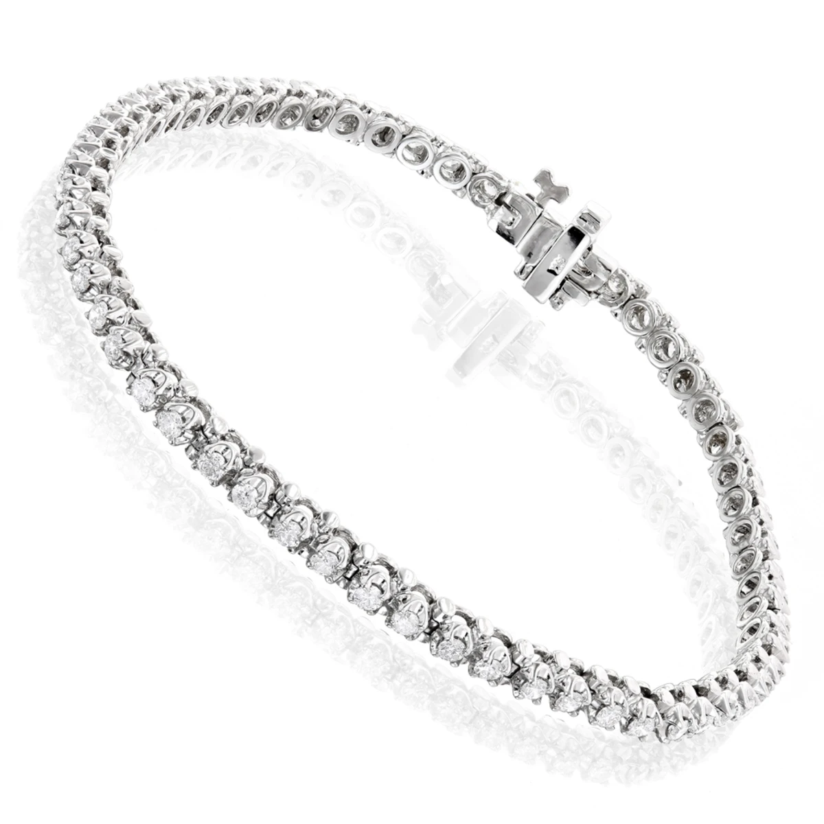 Round Diamond Tennis Bracelet 10K White Gold Yellow Gold Rose Gold 1.5ct
