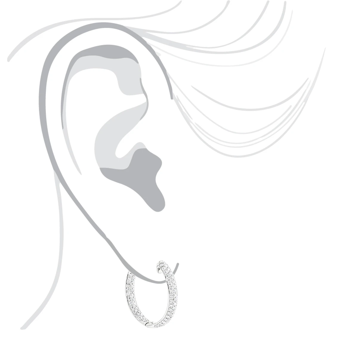 Small Inside Out Diamond Hoop Earrings 1.16ct 14K White Gold - Image 5