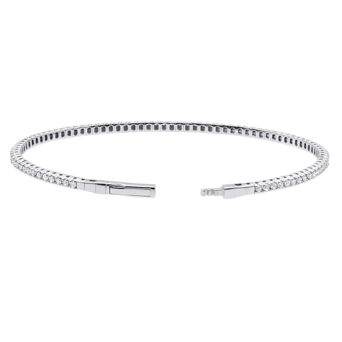 Solid 14K White Gold 1.26 Carat Diamonds Tennis Bracelet For Women Bangle Design - Image 4