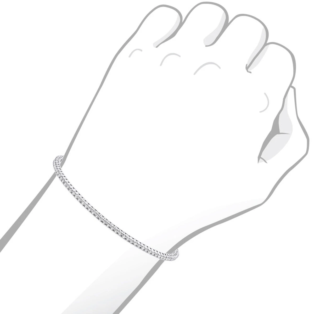 Solid 14K White Gold 1.26 Carat Diamonds Tennis Bracelet For Women Bangle Design - Image 7