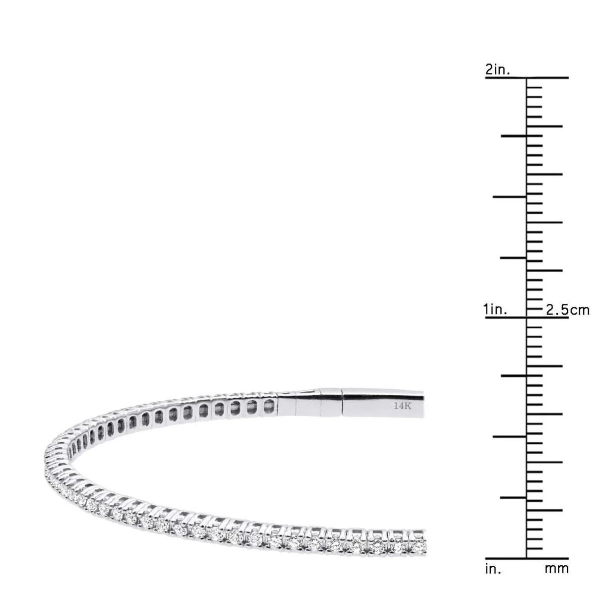 Solid 14K White Gold 1.26 Carat Diamonds Tennis Bracelet For Women Bangle Design - Image 8