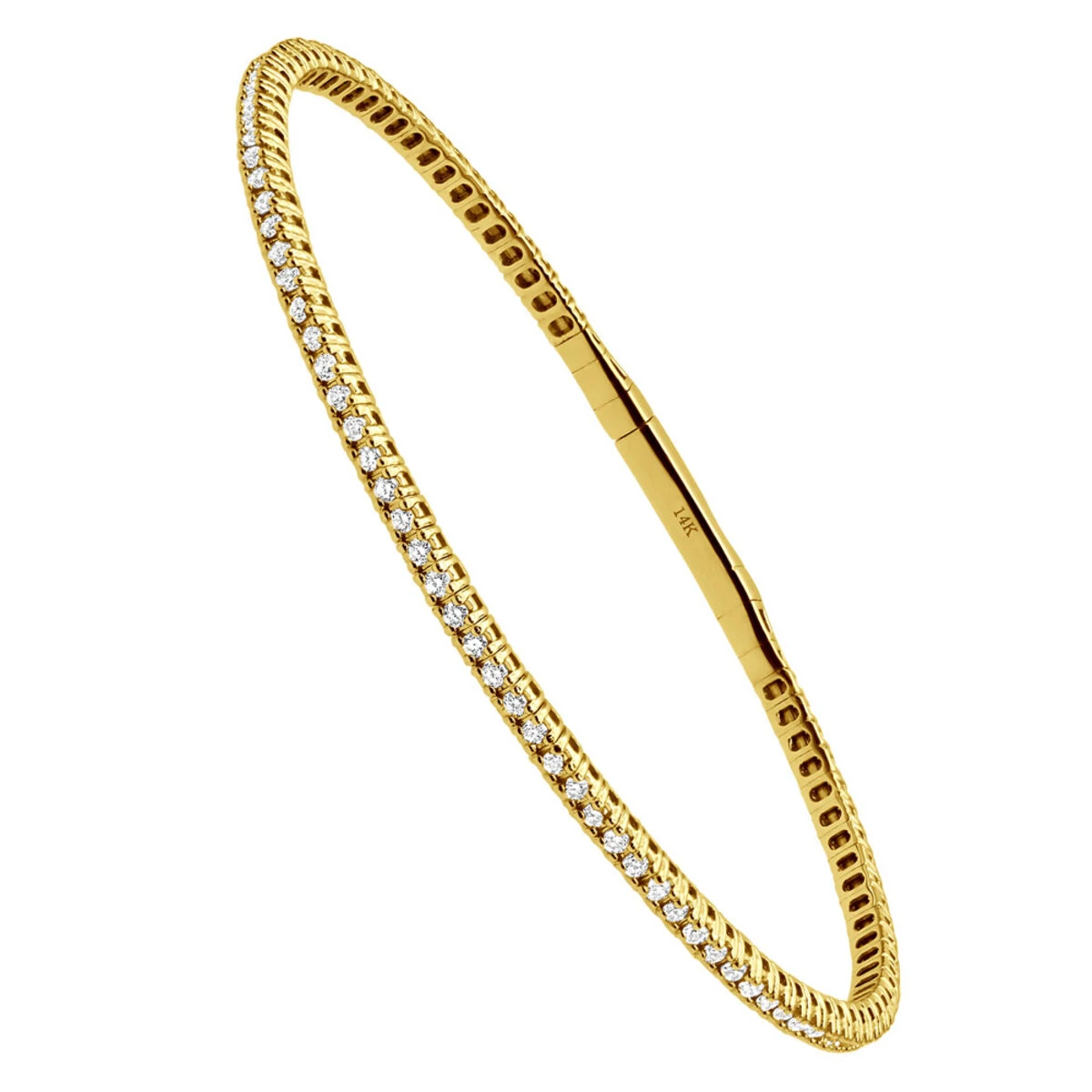 Solid 14K White Gold 1.26 Carat Diamonds Tennis Bracelet For Women Bangle Design - Image 2