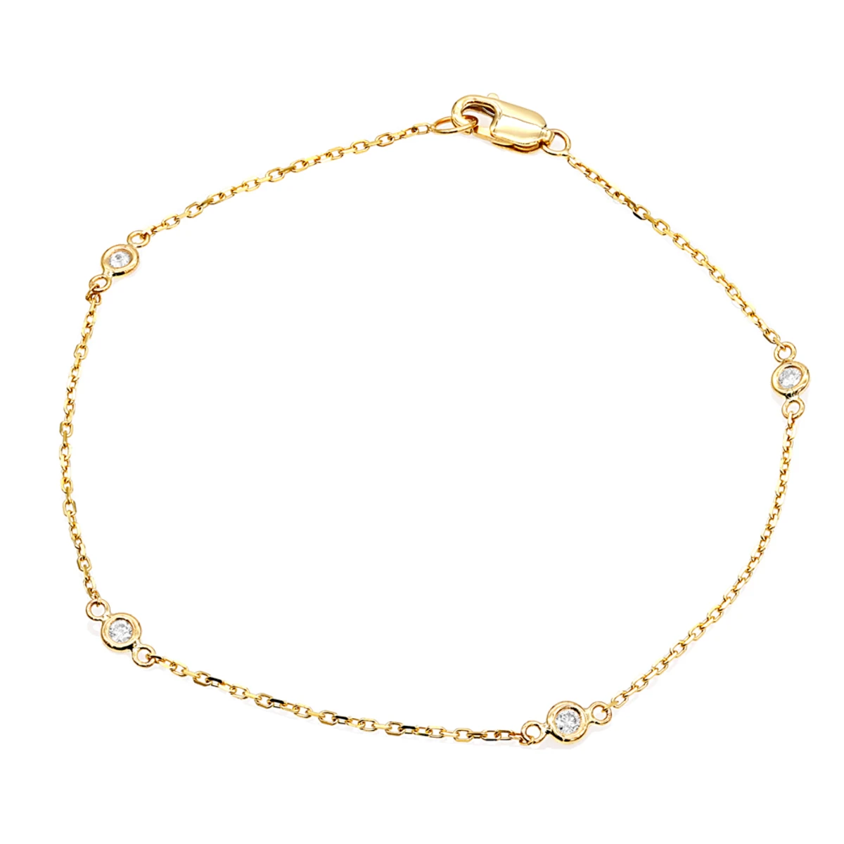 Solid 14K Yellow Gold Diamonds By The Yard Bracelet For Women 0.15ct