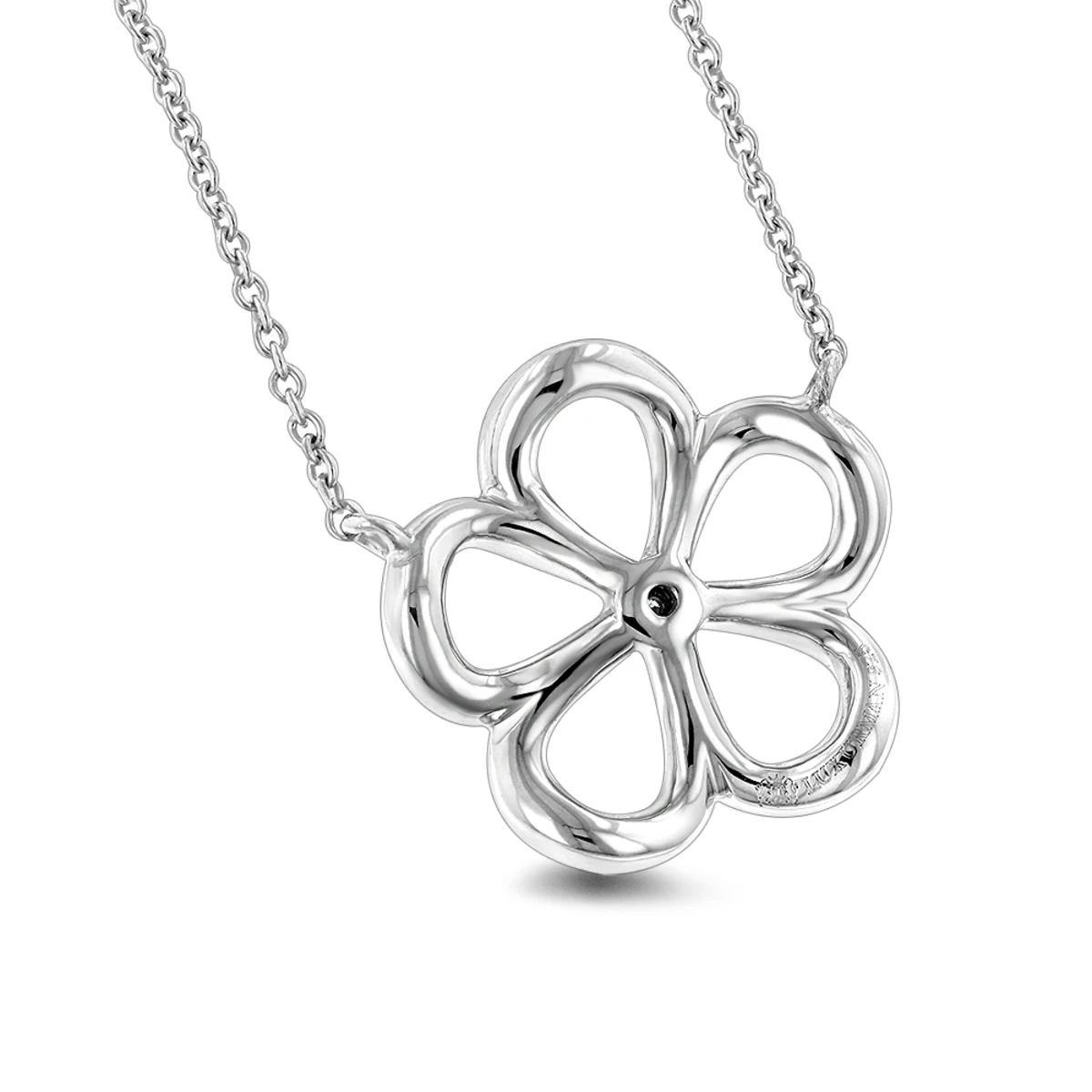 Sterling Silver Women's Diamond Flower Necklace Luxurman Love Quotes - Image 2