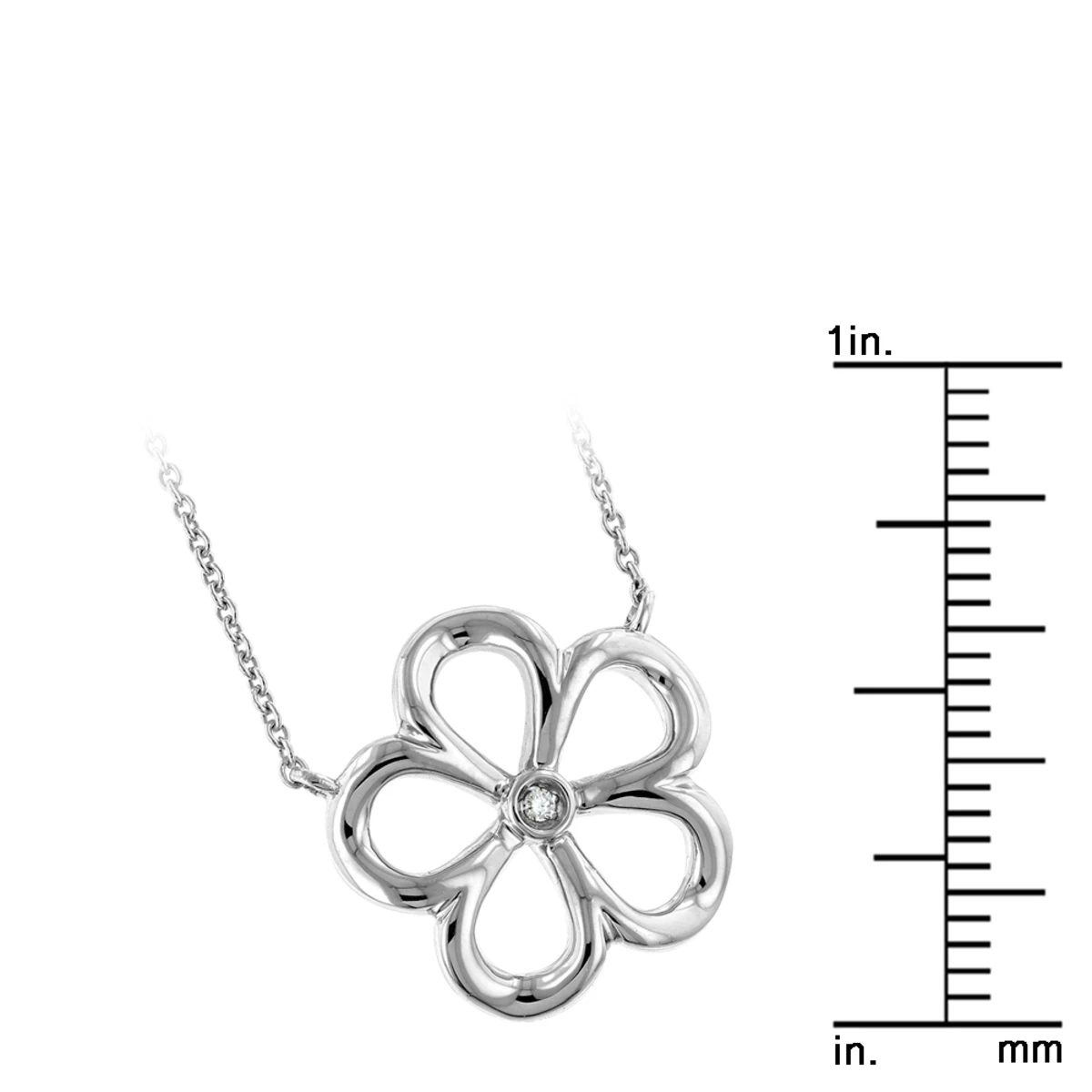 Sterling Silver Women's Diamond Flower Necklace Luxurman Love Quotes - Image 4