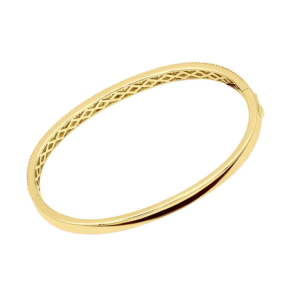 14K White Gold Thin Diamond Bangle Bracelet For Women 2.5 Carat - Image 6