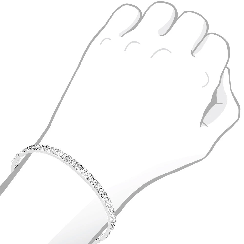 14K White Gold Thin Diamond Bangle Bracelet For Women 2.5 Carat - Image 8