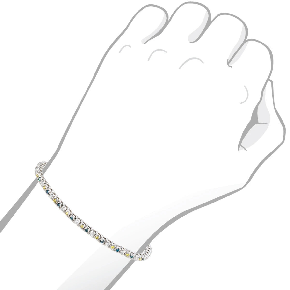 Unique 14K White Gold Yellow White Blue Diamond Tennis Bracelet For Women 1.5ct - Image 5